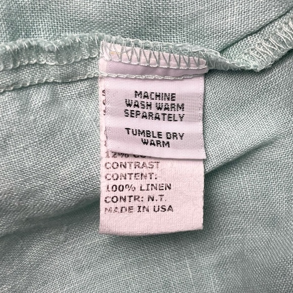 Cut Loose Size Small Sleeveless Shift Dress Linen Cotton Blue Pockets Lagenlook - Picture 6 of 8